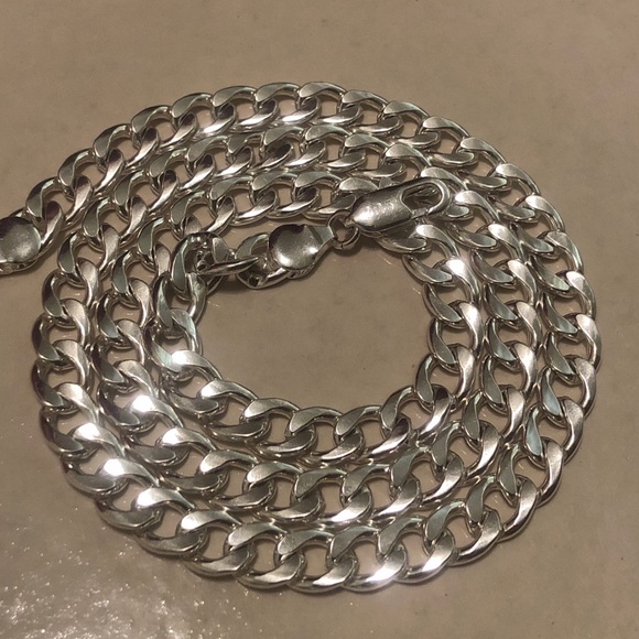925 Sterling Silver Heavy Cuban Curb Link Chain - Picture 1 of 8